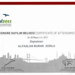 2011 Uluslararası Dişhekimleri Kongresi Katılım Sertifikası