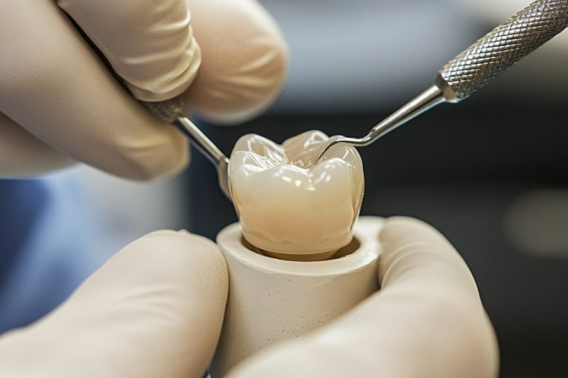 image-dentist-placing-dental-crown-patients-tooth-restore-its-function-appearance